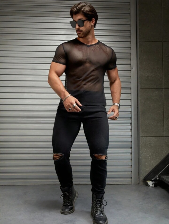 Men's T- Shirt V Neck Short Sleeve Fashion Men